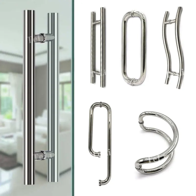 ODM OEM manija de la puerta de vidrio para cuarto de ducha de acero inoxidable en forma de H