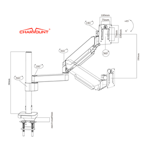 CHARMOUNT ขาตั้งจอภาพตั้งโต๊ะปรับความสูงได้ ขาตั้งจอภาพแบบปรับได้ ขาตั้ง VESA สําหรับจอภาพ - Product Image 2