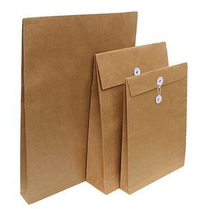 Kunden spezifischer Druck verpackungs schwarzbrauner Kraft papier umschlag mit Knopf-und Schnur verschluss - Product Image 2