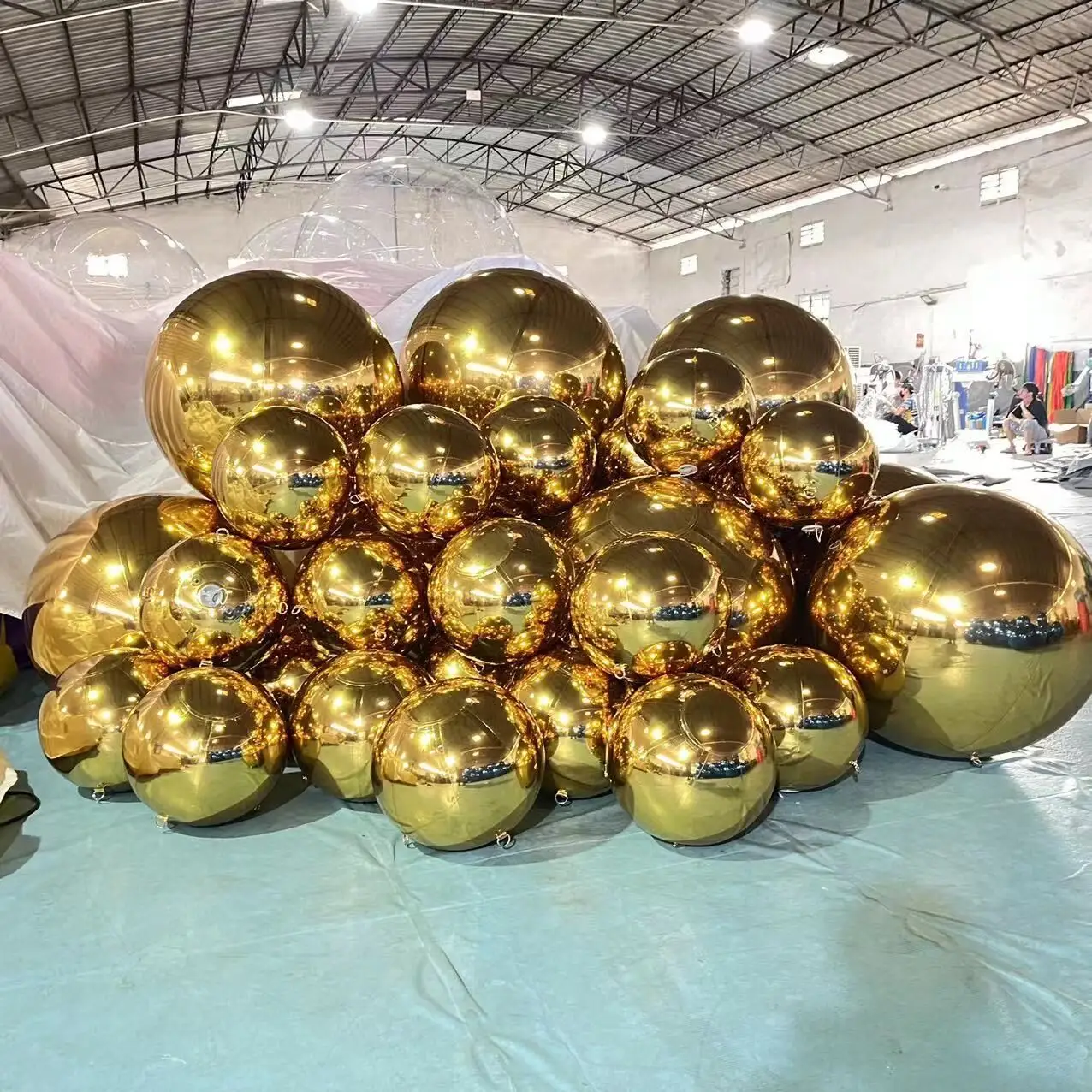 2023 Hängende aufblasbare Spiegel kugel Spiegel ballon Riesen spiegel kugel zur Dekoration versiegelte Gold/Silber kugel große glänzende Kugel