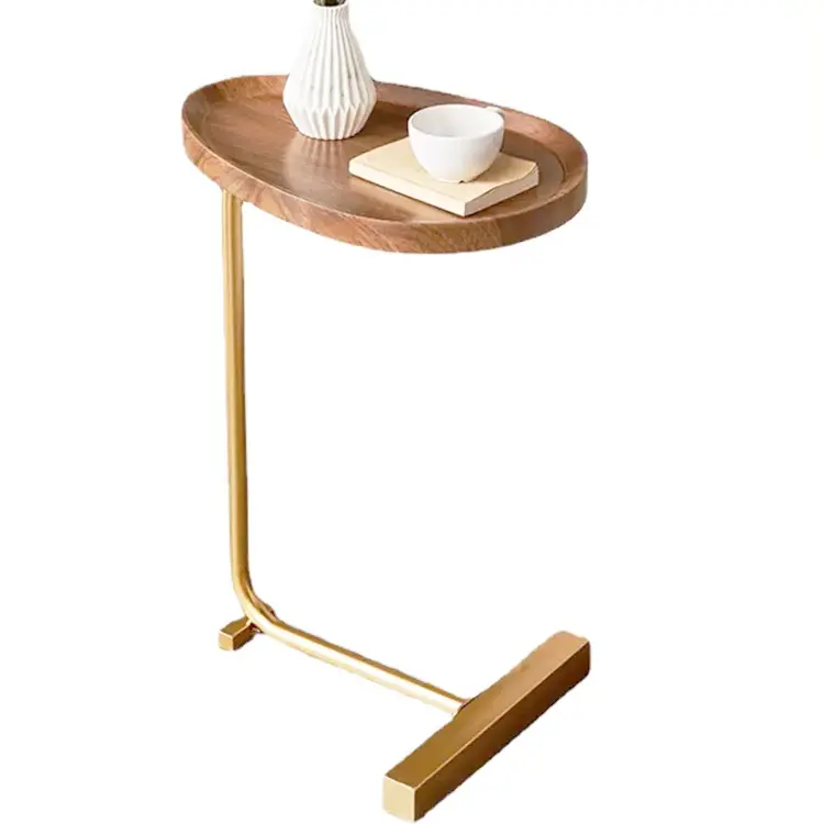 Kd mesa de café móvel de madeira, mesa de café móvel de madeira sólida com moldura de metal, fácil de montar, sofá de mesa de café