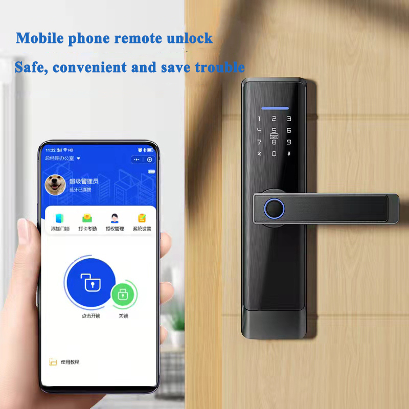 New Smart Digital  Home Tuya Wifi/ BLE Ttlock App Waterproof Biometric Fingerprint Password Key Card Smart Door Lock