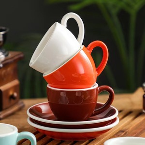 Klasik lale şekilli espresso kahve kupa 80ml fincan ve çay tabağı seti özelleştirilmiş yeniden kullanılabilir seramik bardak - Product Image 6