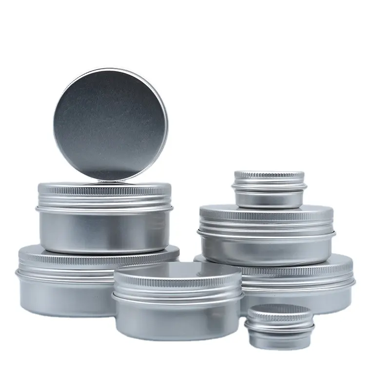 Envases cosméticos vacíos 5G 10g 15G 20G 30g 60g 100mL 200ml plata oro negro metal aluminio vela tarro lata para cosméticos