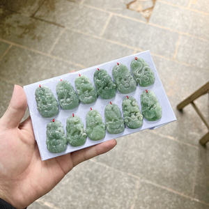 Wholesale a Grade Myanmar Light Green Jadeite 12 Chinese Zodiac Pallet 40mm <strong>Jade</strong> Pendant for Jewelry Pendent DIY Accessories - Product Image 3