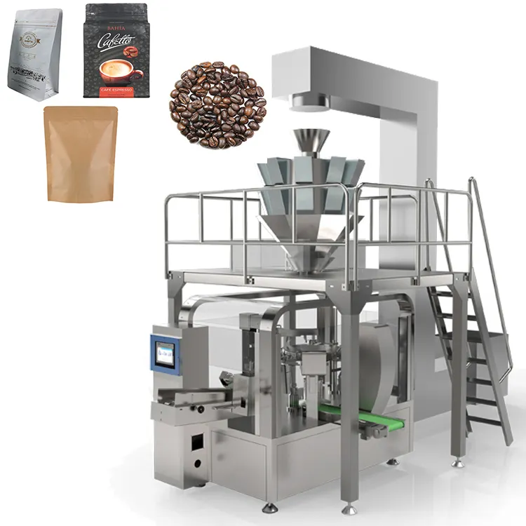 로타리 자동 Premade 파우치 커피 콩 무게 포장 기계