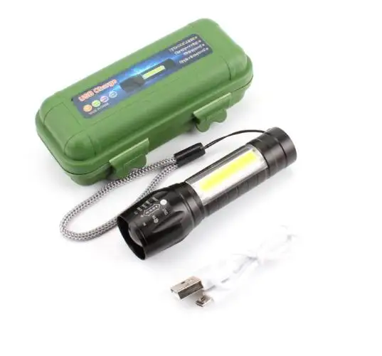 미니 알루미늄 COB 충전식 LED 손전등 핸드 램프