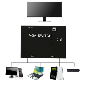 2 en 1 salida VGA Switcher 2 puertos VGA Switch Box VGA para consolas Set-top Boxes 2 hosts Share 1 Display Notebook Projector - Product Image 4