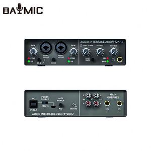 録音サポート用のUSBオーディオインターフェースライブストリーミング用の48vマイクステレオオーディオミキサーインターフェイス - Product Image 2