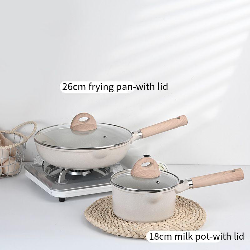 Medical stone beige set of 4 (frying pan+milk pan)