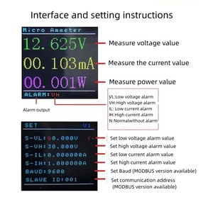 Micro amperometro DC display a colori misuratore di corrente di tensione ad alta precisione RS485 supporta l'uscita di allarme - Product Image 4