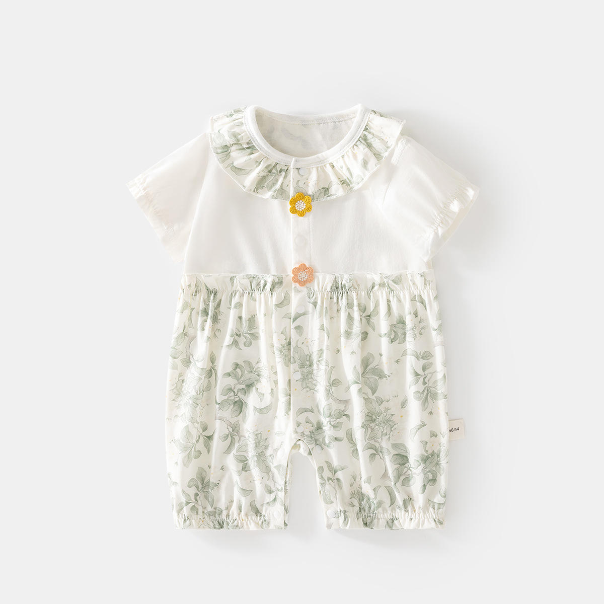 Green-aesthetic floral ice oxygen cotton short sleeve