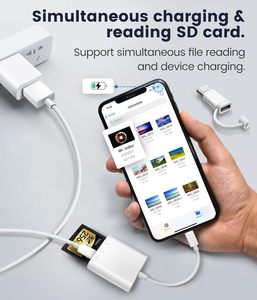 适用于iPhone iPad的sd卡读卡器，带用于MicroSD/SD照明的双插槽和用于摄影的USBC双连接器存储卡适配器 - Product Image 5