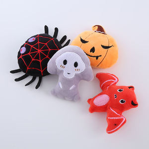 Juguete interactivo caliente de Halloween lindo material de felpa relleno de hierba gatera hacer extraño jack-o '-linterna araña fantasma forma gato masticar juguete