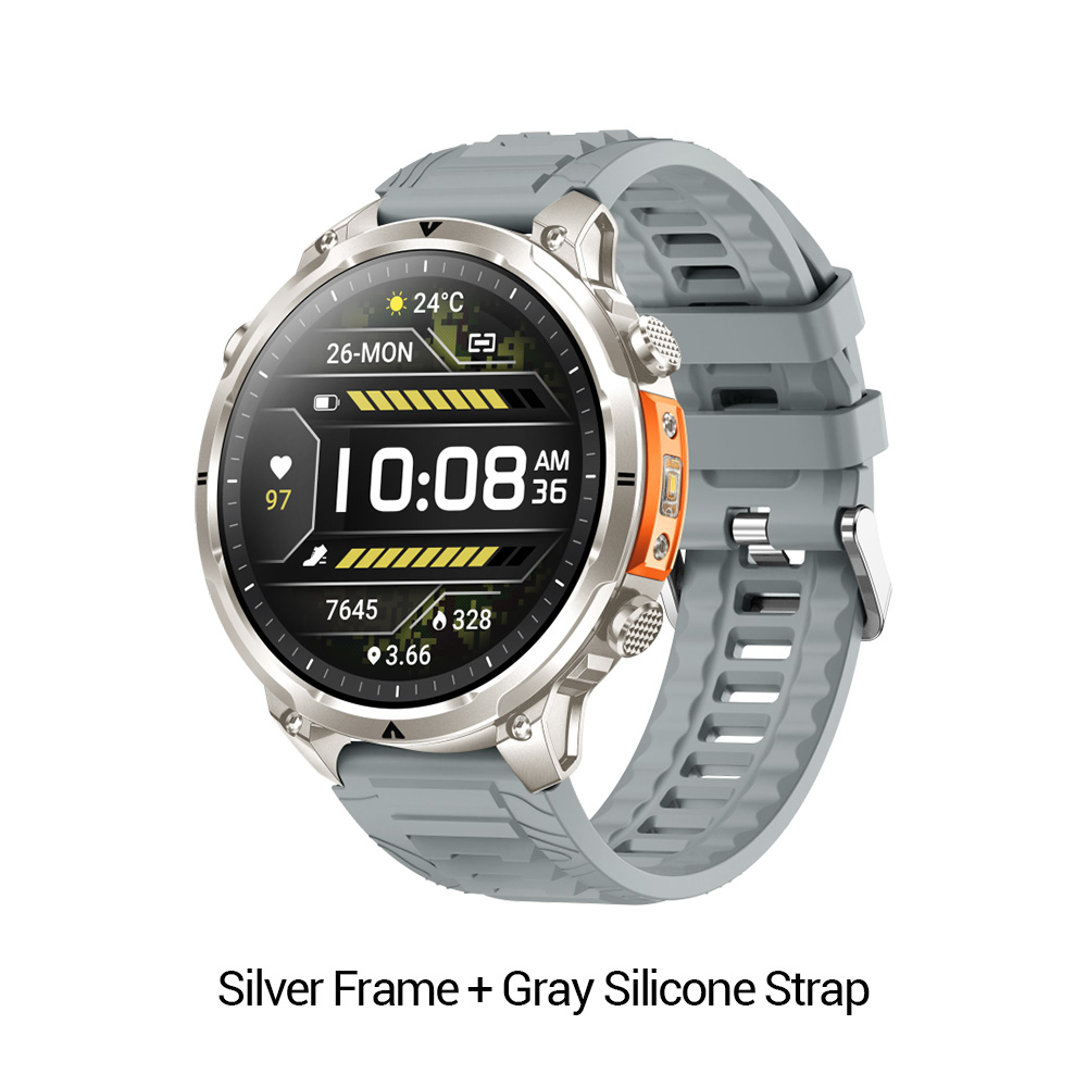 Cadre argenté + bracelet en silicone gris