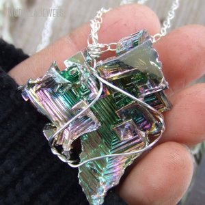 Nm26415 Nguyên Cầu Vồng <span class=keywords><strong>Bismuth</strong></span> Pha Lê Dây Bọc Mặt Dây Chuyền Mạ Bạc Thép Không Gỉ Chuỗi Vòng Cổ Độc Đáo Chic Phong Cách Đồ Trang Sức - Product Image 4