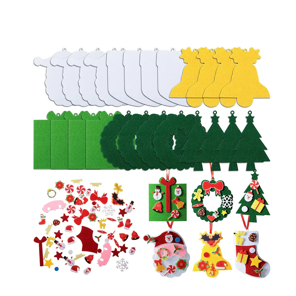 Guirlandas Sinos Meias Santa DIY Árvore De Natal Pendurado Ornamentos De Natal Feltro Artesanato