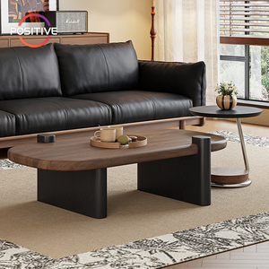 Ortaçağ tarzı ceviz kaplama sehpa orta yüzyıl Modern oturma odası küçük ev sehpa seti ZEM-516 - Product Image 1