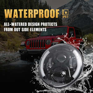 LOYO 7-Inch <strong>Round</strong> Headlight White <strong>LED</strong> High Low Beam Off-Road Headlamp for CJ5-CJ8 Wrangler Jl DRL <strong>Type</strong> 24V Voltage - Product Image 5