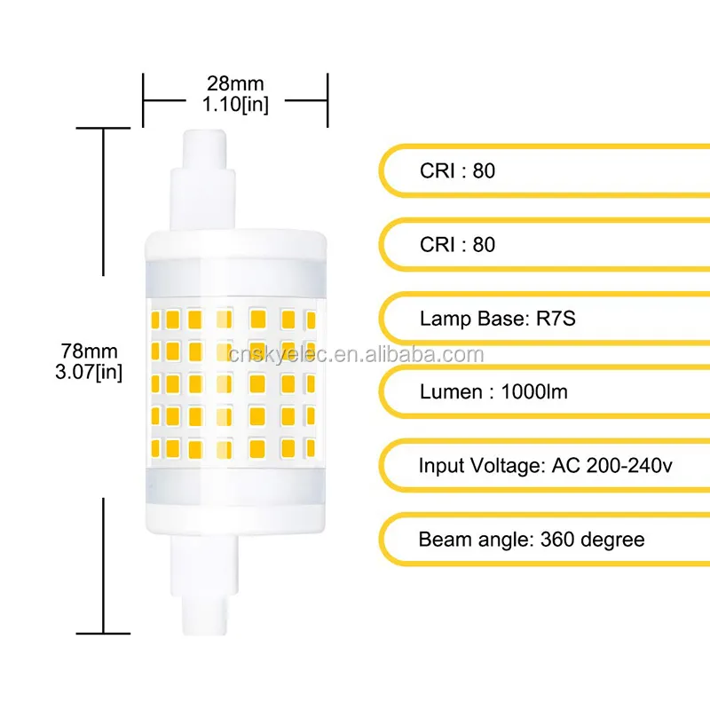 LED R7s çift uçlu astar lambası J78 10W dim 110-130V/220-240V değiştirme halojen lamba 100W smd2835