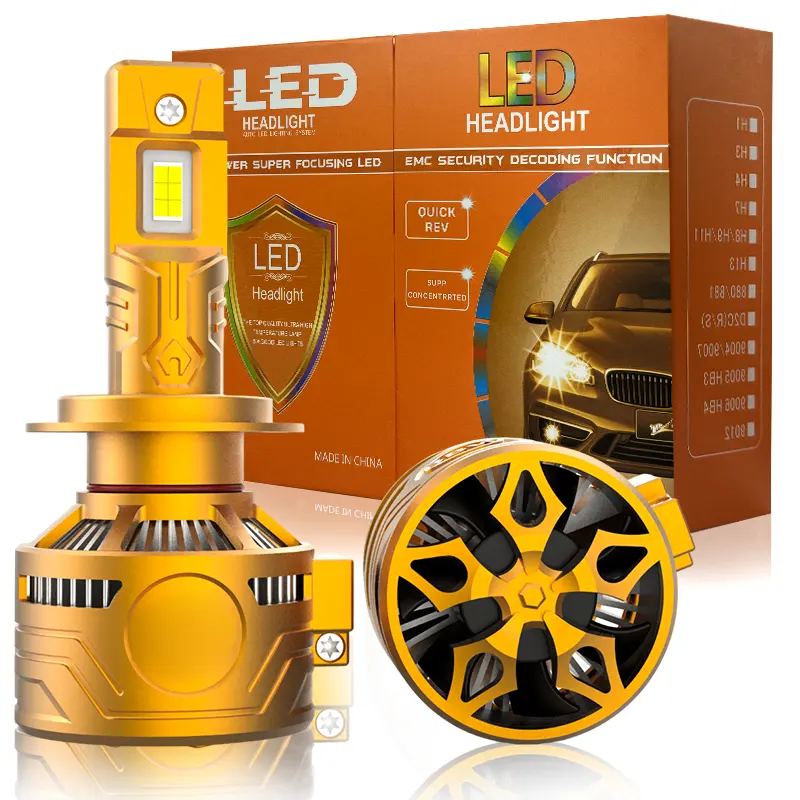 New Design Golden Auto Headlamp Bulb 150w Car LED headlights Double copper 6500k 3000k H4 H7 H11 CANBUS LED headlights