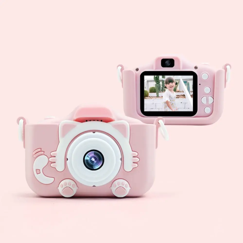 Envío Directo lindo gato dibujos animados cámara de vídeo Digital niños juguetes cámara para niños regalo de cumpleaños