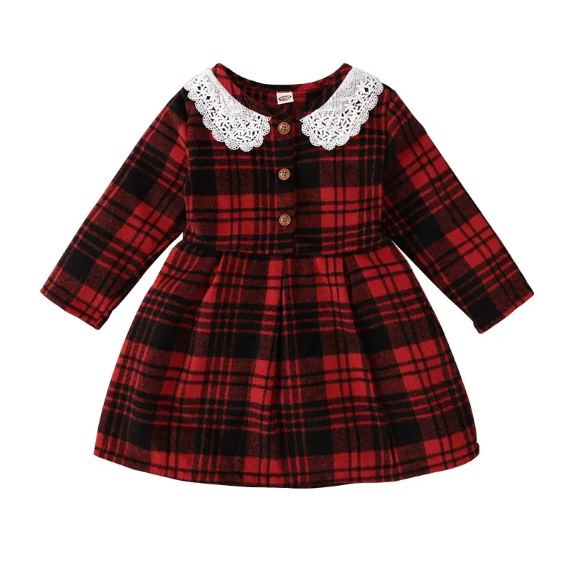 Детская одежда для девочек длинное платье для девочек в красную клетку платье покроя «Принцесса» до колена платья для дня рождения или От 1 до 6 лет; Повседневные зимние Детское Белье для сна