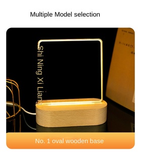 Luce notturna creativa creativa 3D penna rettangolare in legno calda Base LED USB acrilico 3D bacheca riscrivibile regalo in bianco moderno - Product Image 2
