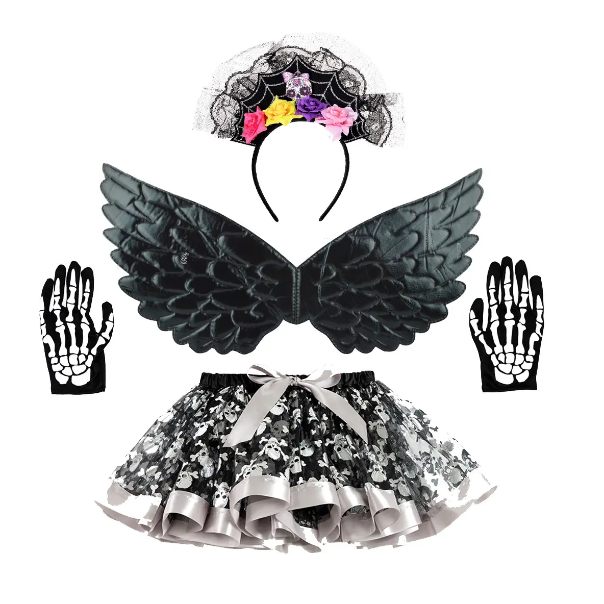 Nuevo diseño esqueleto princesa disfraz vestido 4 estilo Cosplay vestido demonio fiesta baile falda para mascarada