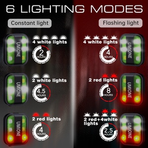 UMIONE BSCI fabrika 6 LEDs klip emniyet lambası USB-C şarj edilebilir koşu ışıkları koşucular için reflektör ile - Product Image 5