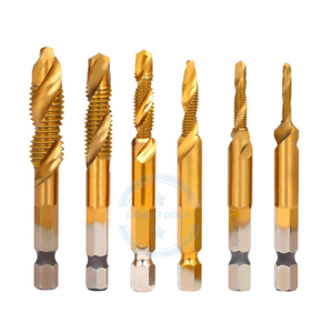 6pcs高速钢6542镀钛公制六角螺纹m3-m10组合丝锥金属钻孔钻头组 - Product Image 3