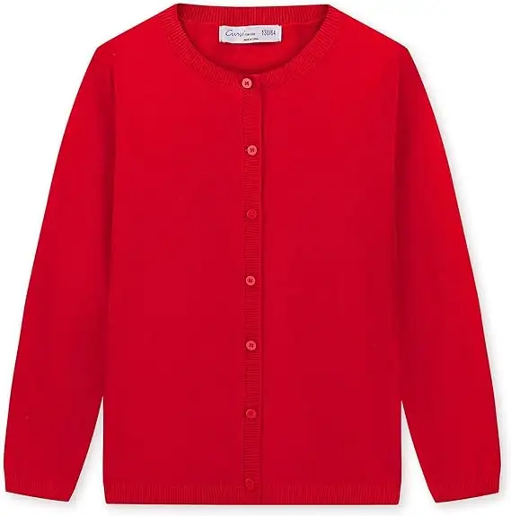 Pull personnalisé vêtements d'extérieur fille col rond léger boutonné vêtements d'hiver uniforme scolaire Cardigan pull tricoté tricots
