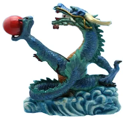 Estatua de resina de dragón chino azul de alta calidad