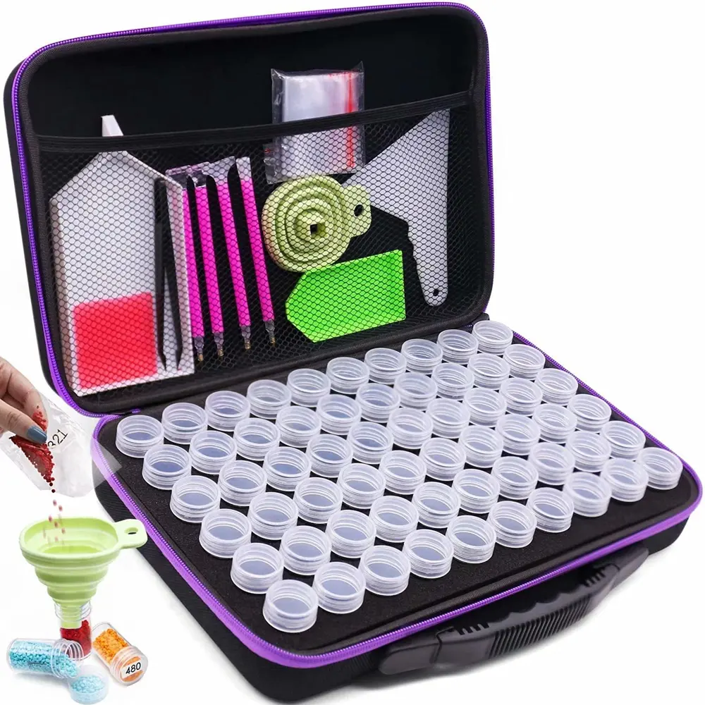 Diy Diamond Painting Tools 60 22Bottles Storage box with Carry Zipper Diamond Embroidery diamond painting accessories