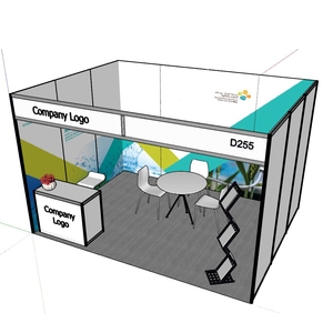 Sistema de carcasa de 3x4x2,5 metros, cabina de exposición de aluminio R8, soporte de Evento de extrusión de ocho vías con mostrador, escritorio y sillas - Product Image 1