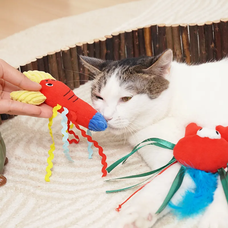 Üretici toptan karides yengeç peluş kedi ürün