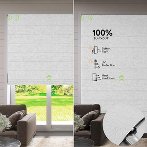 Custom High Quality Full Shading <strong>Soft</strong> Blackout Fabric Cordless Motor Roman Blind for <strong>Window</strong> - Product Image 3