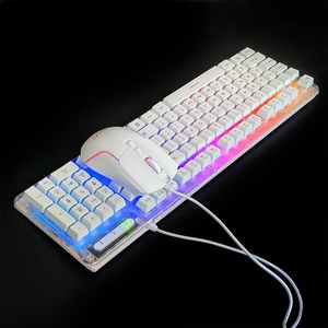 USB Wired RGB Light Gaming <strong>Keyboard</strong> Mouse Combo New Transparent Mid-Plate <strong>Keyboard</strong> Mice Set for <strong>Computer</strong>, GKMC-707T - Product Image 2