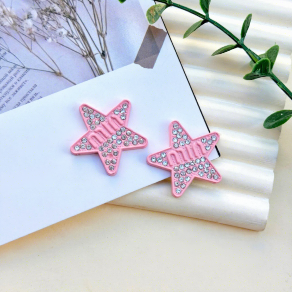 Conjunto Min rosa con pentagrama de diamantes 27 * 26mm
