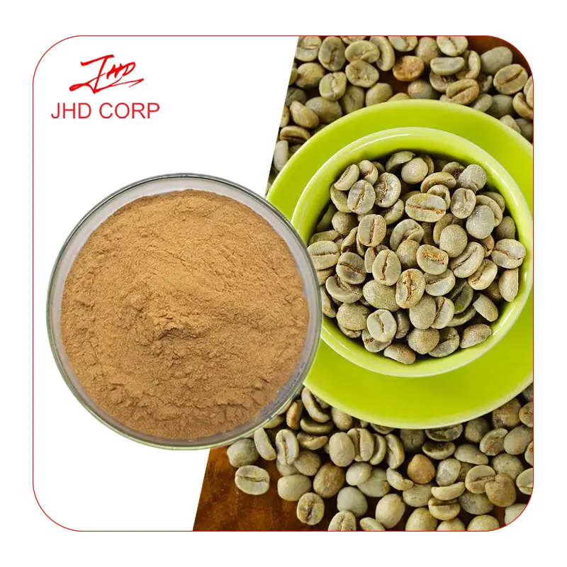 JHD Green Coffee Bean Extract 10% 25% 45% 50% Chlorogenic Acid Powder Food Grade para perda de peso