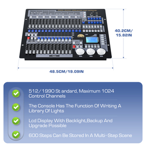 Profesión Dmx1024 Control de iluminación de escenario Fábrica Luces de escenario Consola Pantalla Lcd Mezclador 1024 Controlador Dmx