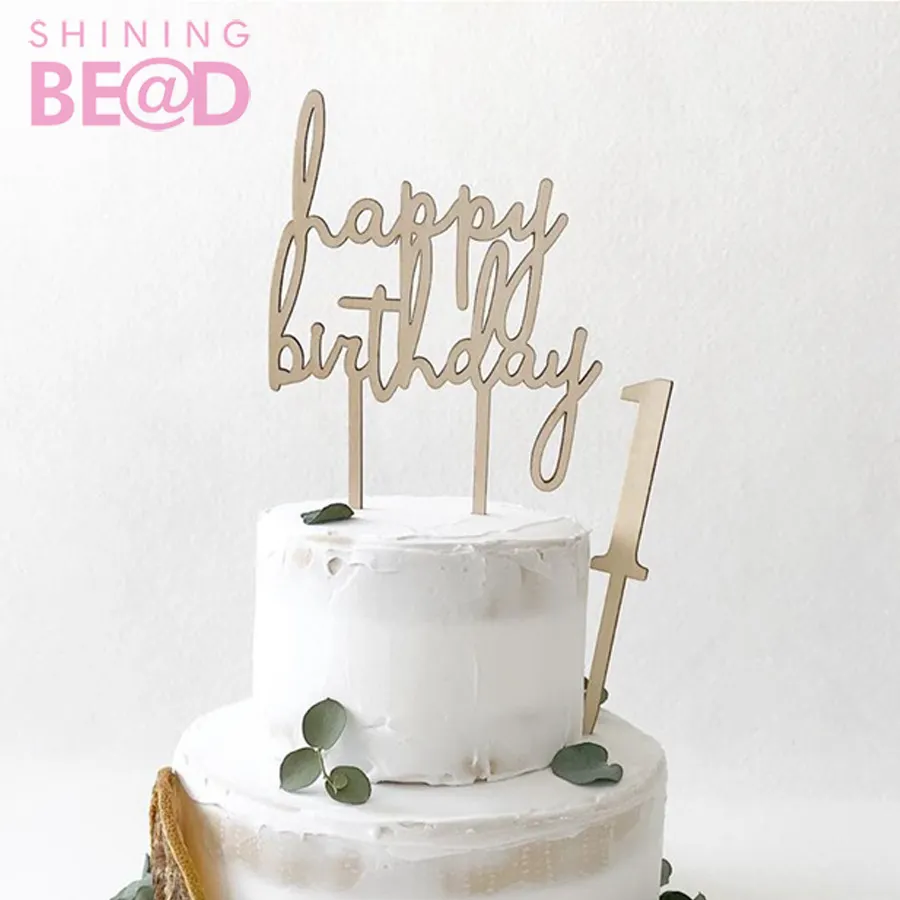 High Quality Cake Topper Decoration For Happy Birthday Cake Decorating Supplies Wooden Number Cake Topper