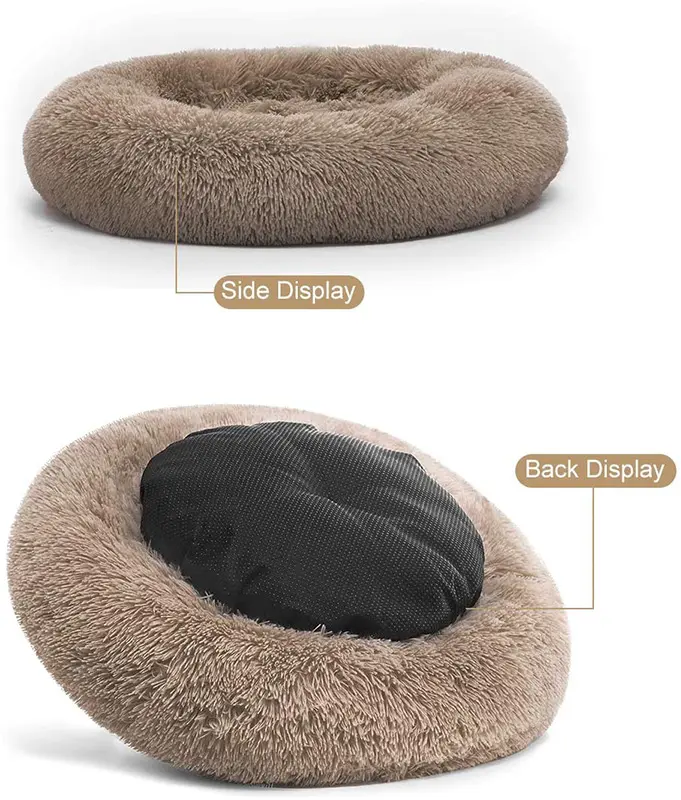 Hot Sales Luxe Zachte Comfortabele Wasbare Ronde Kat Bed Fluffy Pluche Hond Bedden