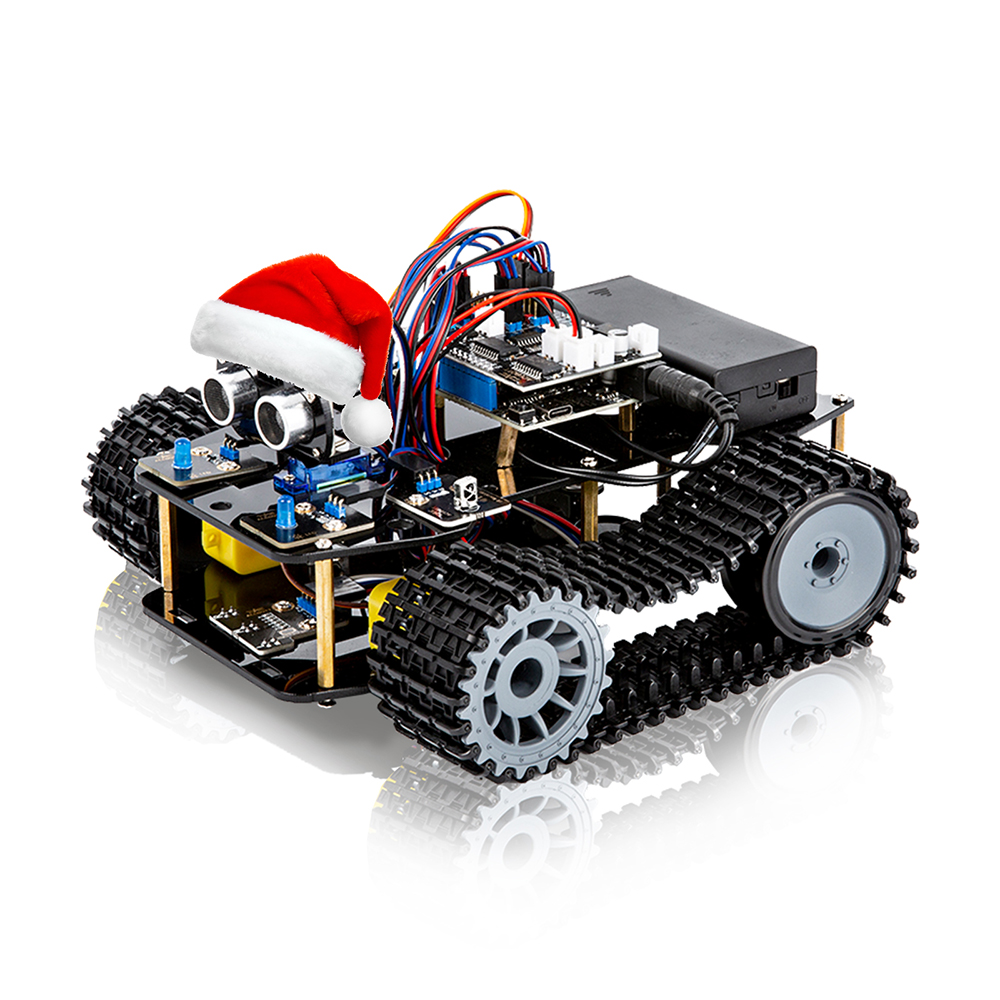 Christmas New Year gift Smart Robot Car Kit 4WD Remote Control Car for <strong>Arduino</strong> IDE Programming STEM Education Science Coding Kit