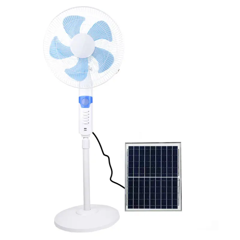 Personalizzato 16 pollici di energia solare Ac Dc 12V ventilatore con pannello solare a Led luce di ricarica elettrica ventilatore da pavimento casa ricaricabile in piedi