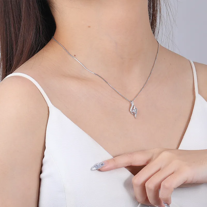 Оптовая продажа с фабрики, 925 стерлингового серебра классические блестящие ожерелье-подвеска с кубическим цирконием для женщин