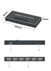 ODM Factory para HDMI 2,1 Switch con 2/3/4/5 puertos 8K 60Hz Divisores y convertidores de video 2 en 1 salida Caja de metal para HDMI 2,0 Switch
