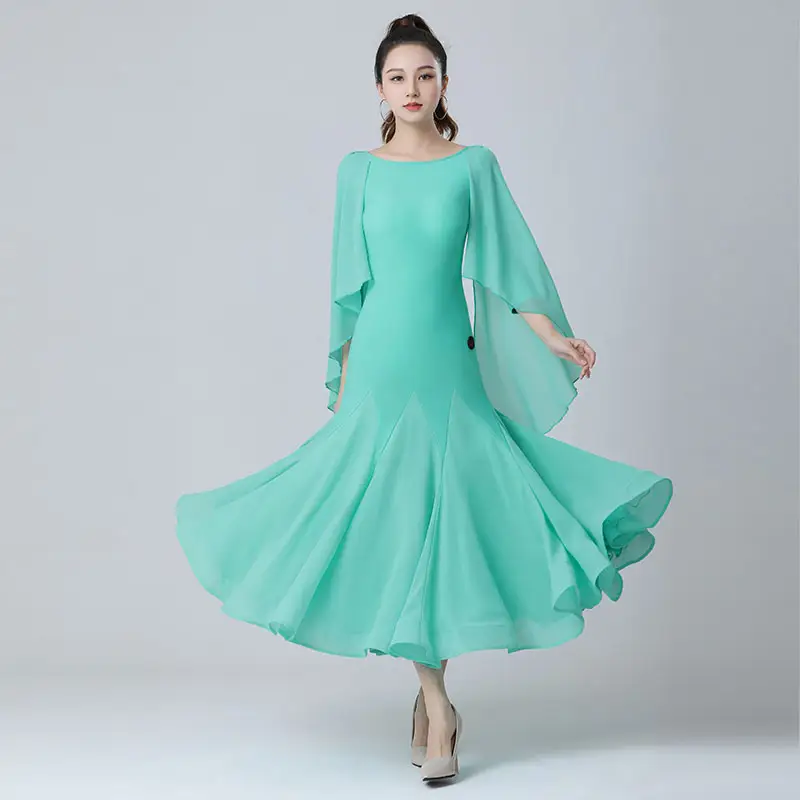 Vestido de baile Doubl Moden, nuevo vestido de competición verde menta, vestido de actuación de baile de salón moderno de gama alta