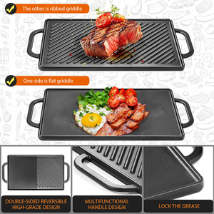 Không Dính Có Thể Đảo Ngược Đúc Sắt BBQ <span class=keywords><strong>Pan</strong></span> Trong Nhà Ngoài Trời Nấu Ăn Bền Nướng Chảo Hai Mặt Nướng <span class=keywords><strong>Pan</strong></span> Cho Khí Và Lò Nướng - Product Image 3