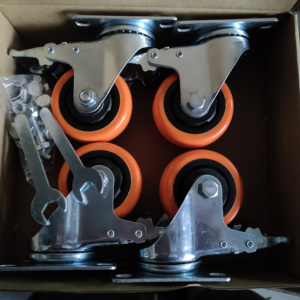Orange Rueda De Industriales PVC Swivel Type Caster <strong>Wheels</strong> with Brake Heavy Duty